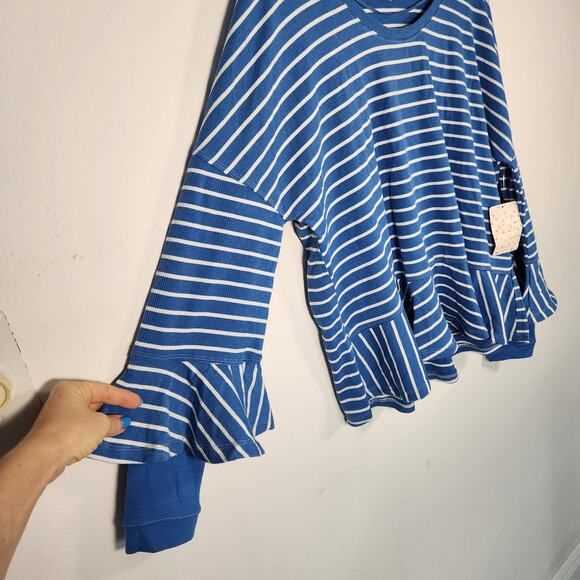Free People We The Free‎ Striped Relaxed Top S Nautical Beach Coastal Boho - Picture 5 of 8